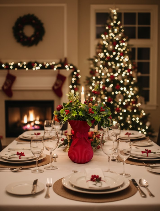 Christmas Vase with Bow